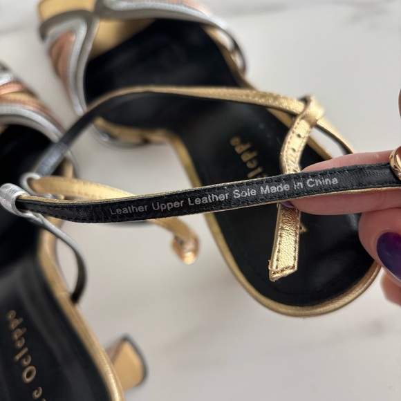 DEE OCLEPPO Carmel Sandals Gold and Silver Strappy Heels sz 9.5 - Picture 12 of 14